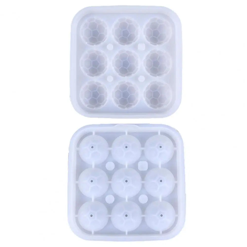 Soccer Ball Silicone Ice Cube Tray with Lid – 9 Cavities Silicone Ice Cube Tray Babs White 1pc