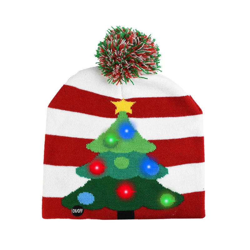 LED Light-Up Christmas Knitted Beanie Hat – Kids & Adults Light-Up Beanie Hat Babs G 1Pcs