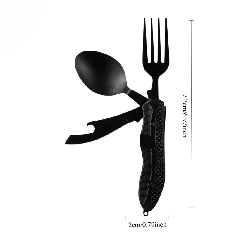 3-in-1 Folding Camping Utensils – Stainless Steel Spork Knife Set Camping Utensil Set Babs 1pc