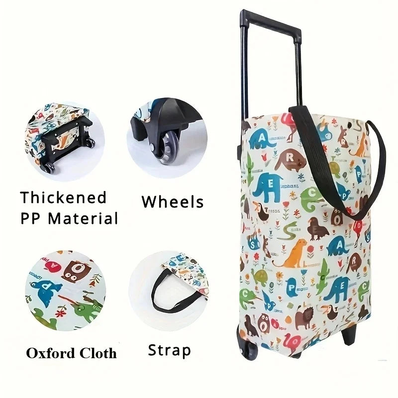 Foldable Oxford Cloth Shopping Cart – Large Capacity Bag Foldable Shopping Bag Babs