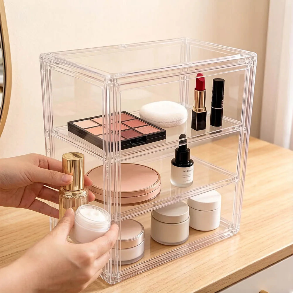 Clear Stackable Storage Box Magnetic Lid – Display Organizer Display Storage Box Babs