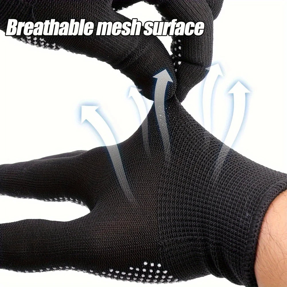 5 Pairs Nylon Dot Grip Gloves – Breathable & Elastic Nylon Work Gloves Babs