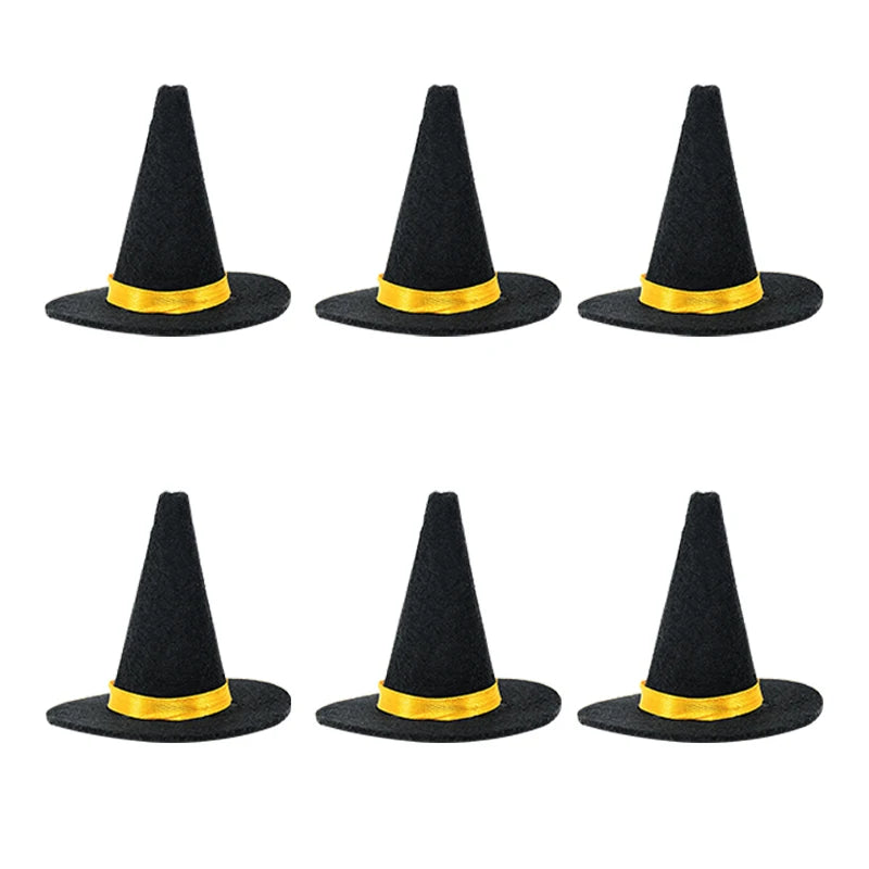 6pcs Mini Felt Witch Hats – Halloween Wine Bottle & Party Decor Halloween Party Decor Babs 6pcs