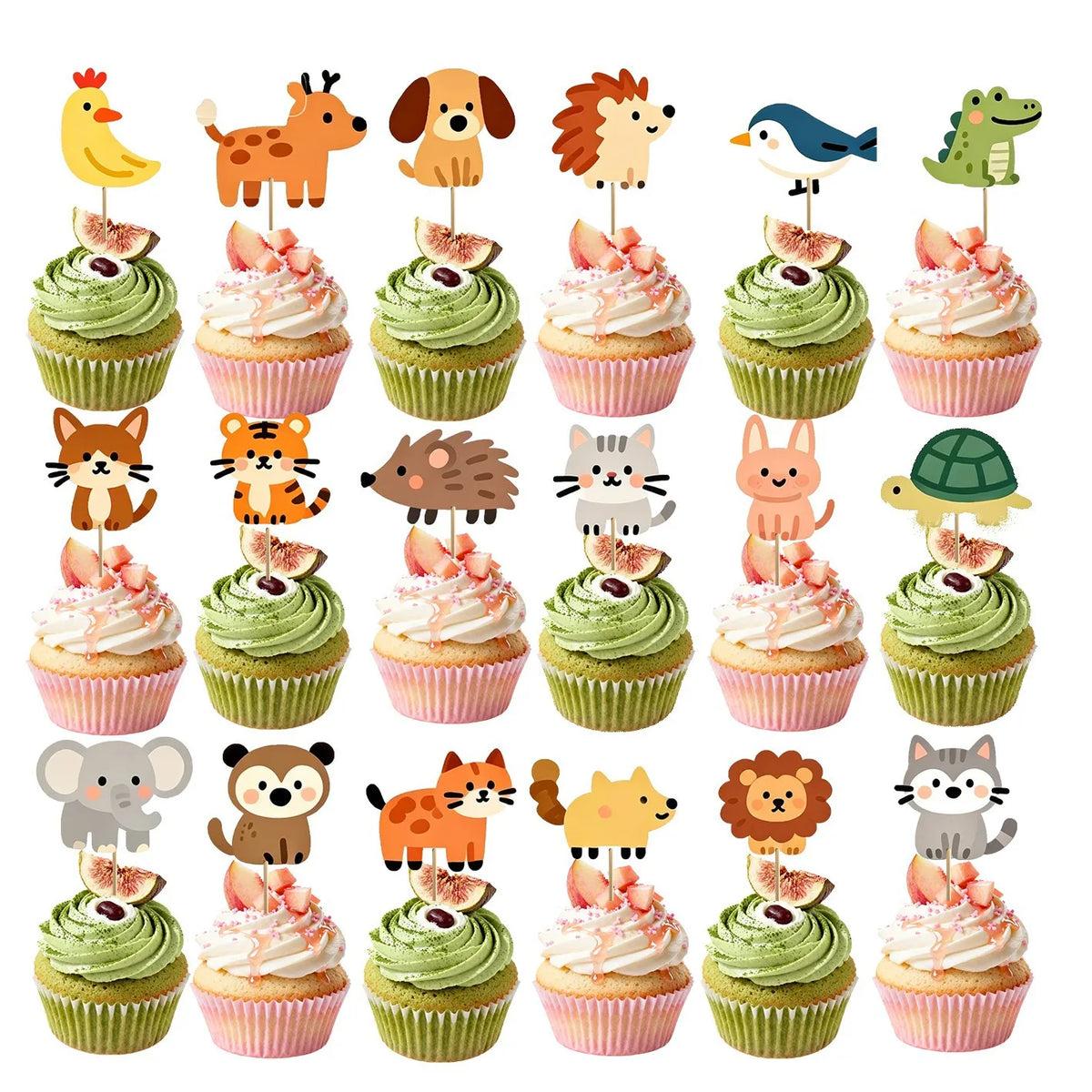 Jungle Safari Animal Cake Toppers & Cupcake Picks – Party Decor Cake Toppers Babs