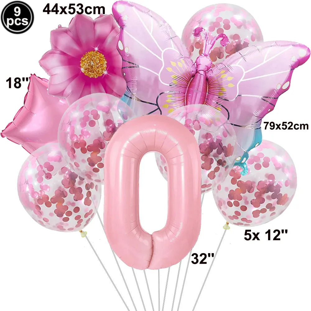 Butterfly Party Supplies Set – Plates, Cups & Foil Balloons Party Tableware Set Babs Burgundy As pictures show
