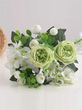 Artificial Silk Peony Hydrangea Bouquet – Wedding & Home Decor Artificial Flower Bouquet Babs green 1 pc