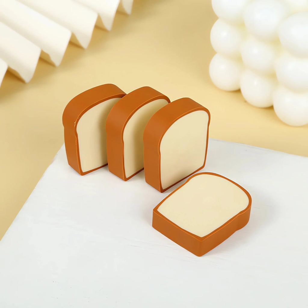 4pcs Toast Shape Rubber Erasers – Fun Kids School Stationery Novelty Rubber Eraser Babs