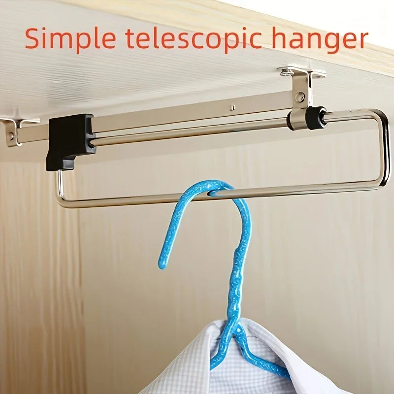 Adjustable Pull-Out Wardrobe Hanging Rail | Foldable Storage Rod Wardrobe Hanging Rail Babs