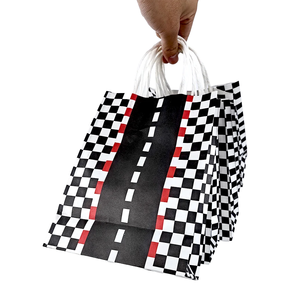 Racing Party Favor Bags | Black & White Checkered Treat Bags Party Favor Bags Babs