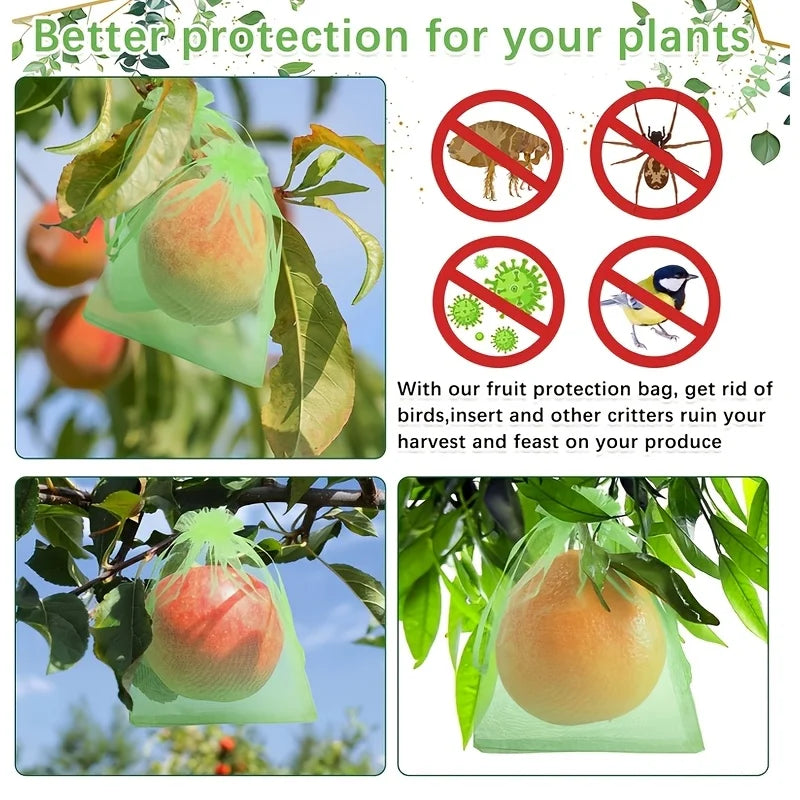 100Pcs Organza Fruit Protection Bags with Zipper | Garden Mesh Fruit Protection Bags Babs