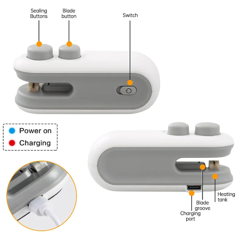 Mini 2-in-1 Rechargeable Bag Sealer & Cutter | USB-C Bag Sealer Babs