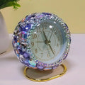 Oeny Modern Silent Desk Clock – Luminous Metal Alloy, Quartz Desk Clock Babs Purple