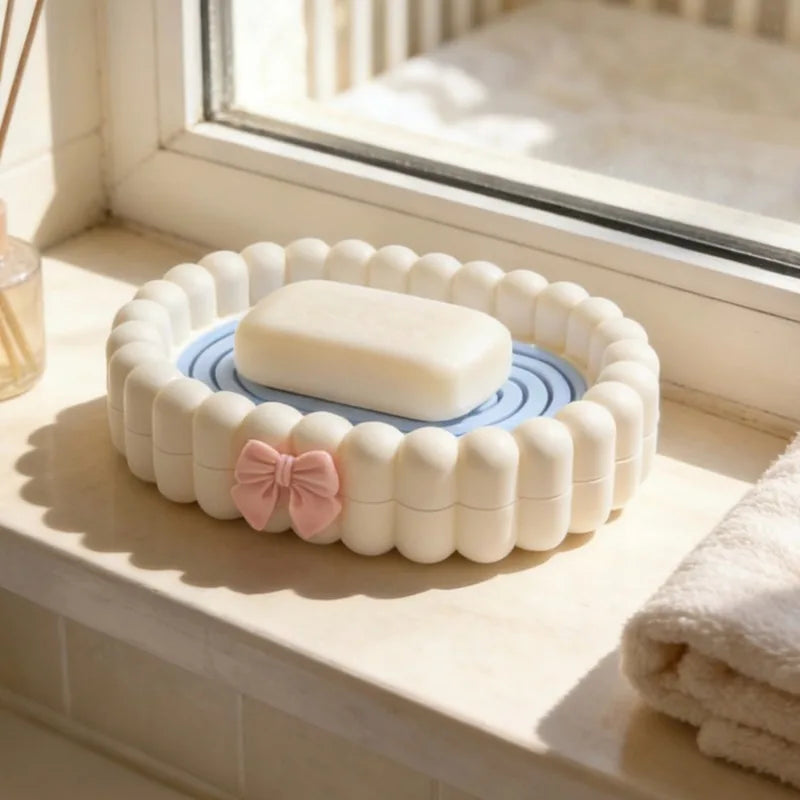 Double Layer Soap Box with Drainage & Anti-Slip Soap Holder Soap Dish Holder Babs Blue
