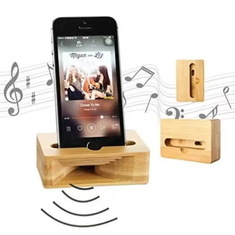 Bamboo Phone Stand with Passive Sound Amplifier | No Power Bamboo Phone Stand Babs