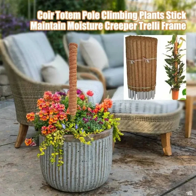 Coir Totem Pole Plant Support – 30/40/50cm Coconut Fiber Plant Support Stake Babs