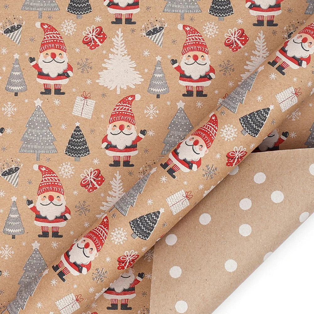 Kraft Vintage Christmas Wrapping Paper Roll – Holiday Gift Wrap Christmas Wrapping Paper Babs D 3-Meter