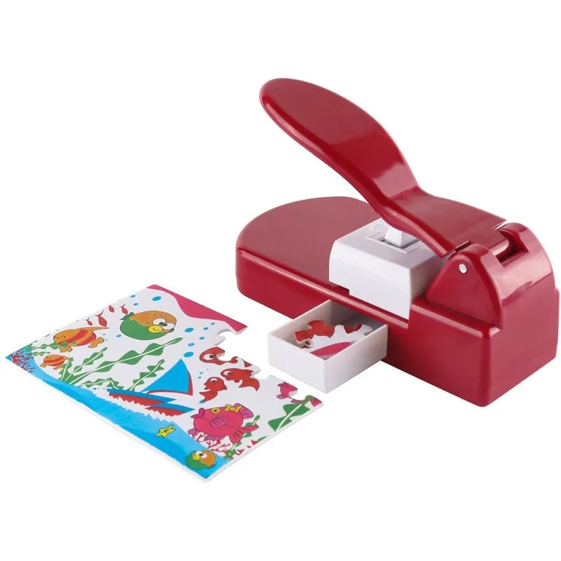 DIY Jigsaw Punch Machine with 10 Cardboard Pieces – Creative Kit Jigsaw Craft Tool Babs