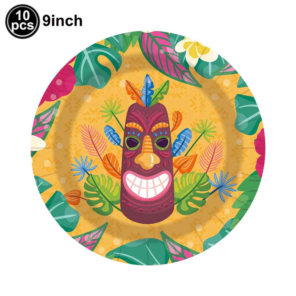 Hawaiian Party Supplies – Tableware, Banner & Photo Props Party Decoration Set Babs Fluorescence Yellow