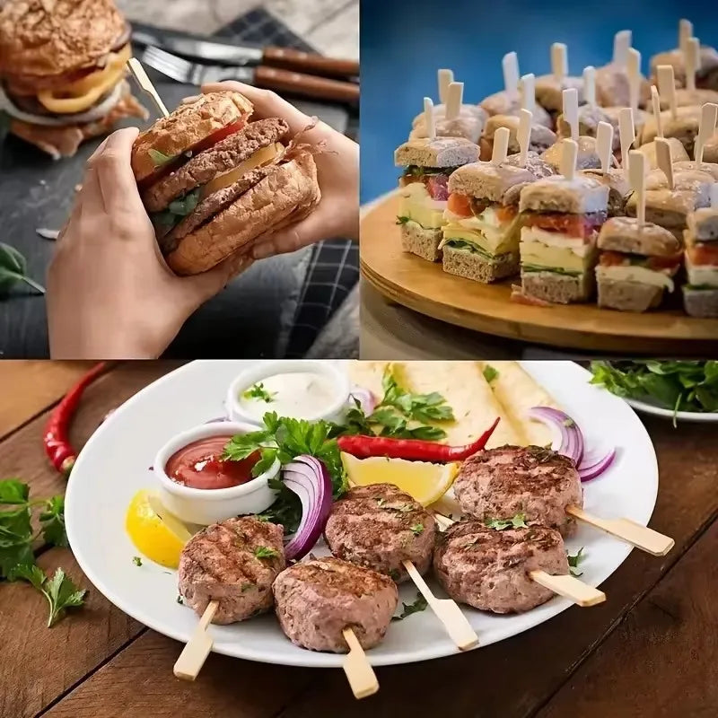 100PCS Bamboo Skewers – BBQ, Cocktail & Appetizer Picks Bamboo Skewers Babs