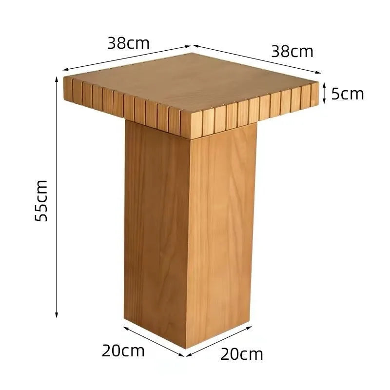 Solid Wood Square Side Table – Modern Minimalist Coffee Table Wood Side Table Babs Log Color