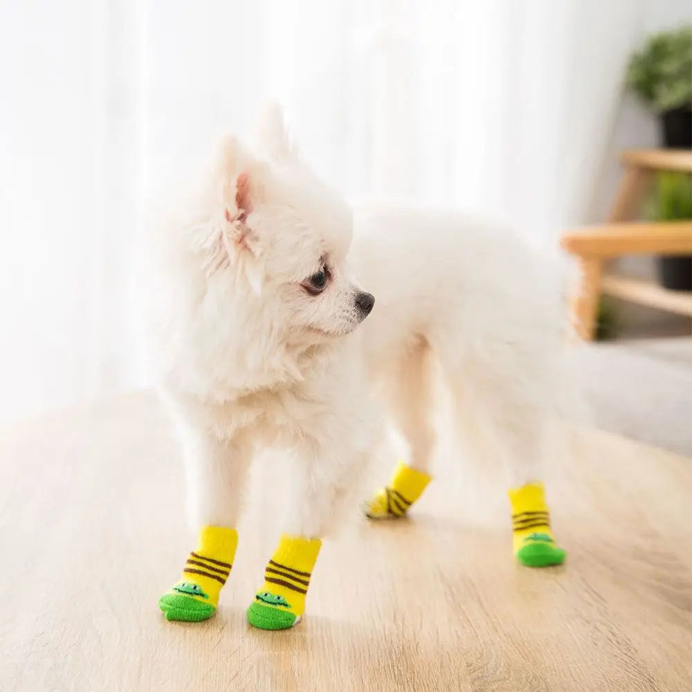 Woolen Pet Socks for Cats & Dogs – 4-Pack, Multi-Color Pet Socks Babs