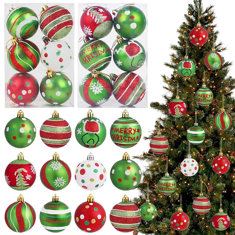 12PCS Glitter Christmas Ball Ornaments 6cm – Holiday Tree Décor Christmas Ball Ornaments Babs