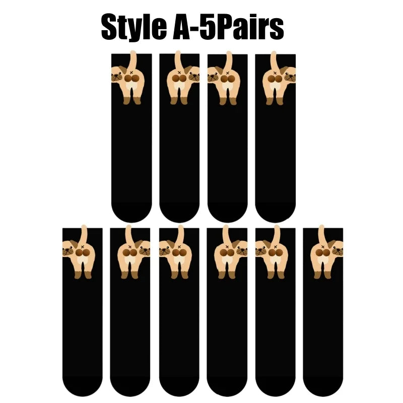 3D Dog Novelty Socks – Cute Animal Socks for Pet Lovers Novelty Animal Socks Babs Dog A-5Pairs One Size