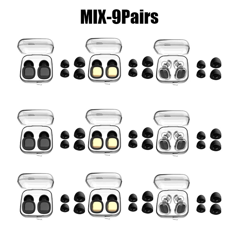 Silicone Ear Plugs for Sleeping – Waterproof & Noise Blocking Silicone Ear Plugs Babs MIX 9Pairs