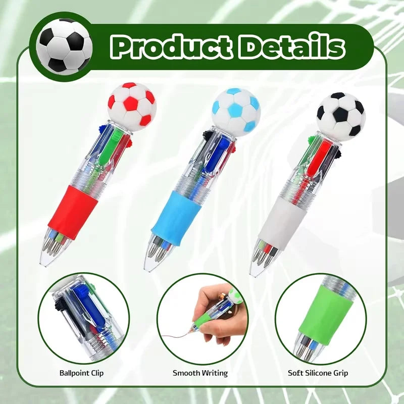10-Pack Soccer Party Favor Pens – 4-Color Kids Ballpoint Pens Party Favor Pens Babs