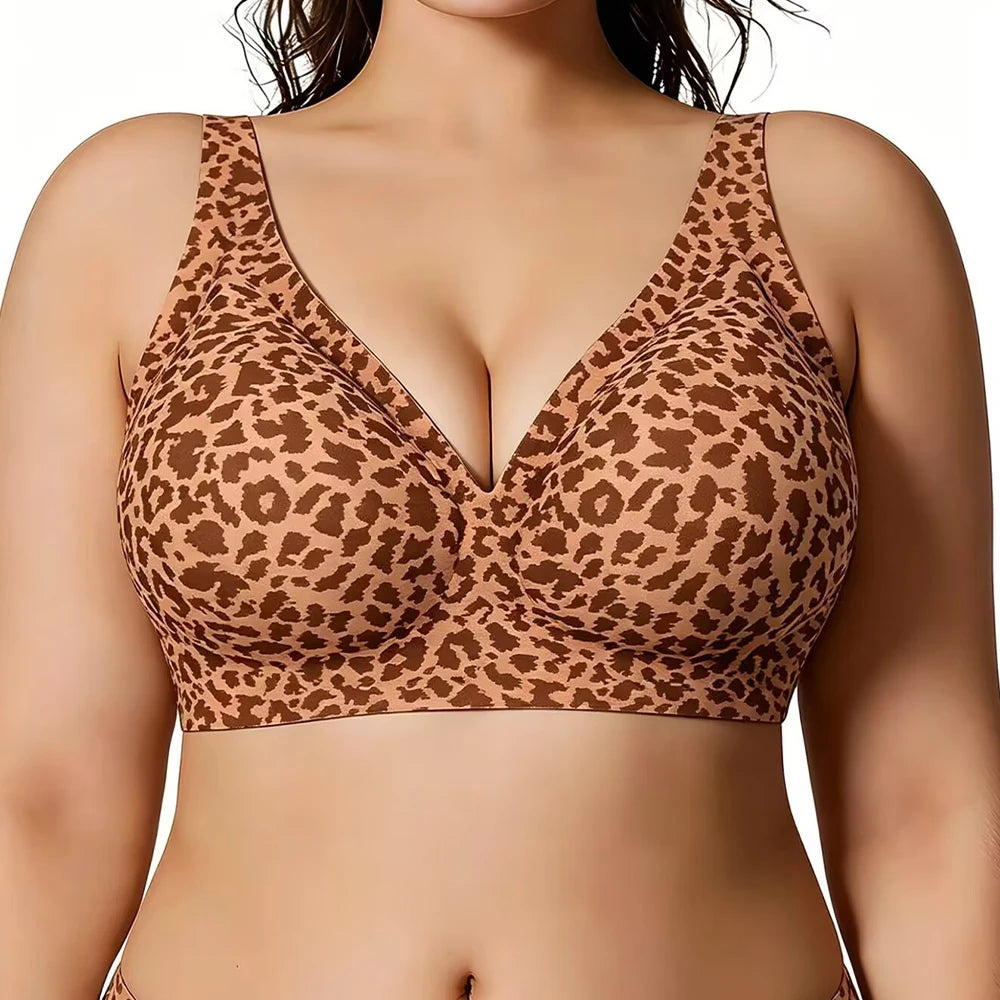 Plus Size Wireless Seamless Bra – Full Coverage Padded Bralette Wireless Seamless Bra Babs Khaki 2XL