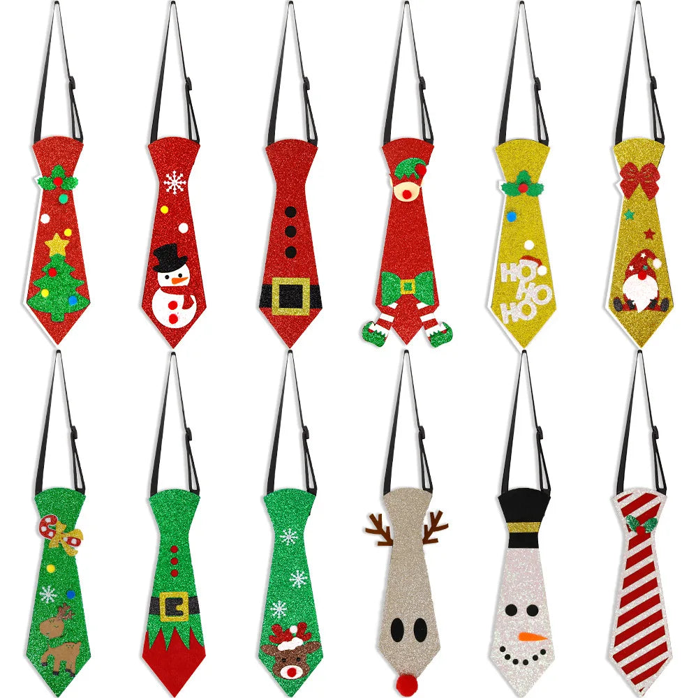 12pcs Kids Christmas Neckties – Santa & Snowman Holiday Ties Kids Holiday Neckties Babs