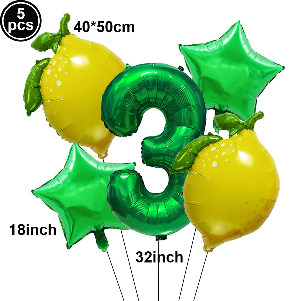 Lemon Foil Balloon Set with 32" Number Balloons – Party Decor
