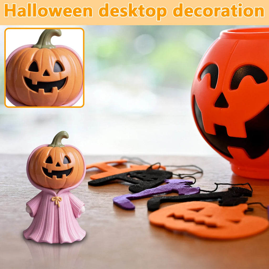 Halloween Pink Pumpkin Ghost Resin Ornament | Cute 3D Decor Halloween Resin Ornament Babs