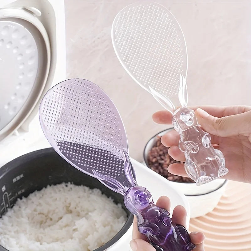 Transparent Crystal Rabbit Rice Spoon – Cute Cartoon Shovel Kitchen Rice Spoon Babs PURPLE
