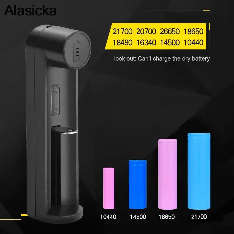 18650 Li-ion Battery Charger 1-Slot – Multi-Size Compatible Battery Charger Babs
