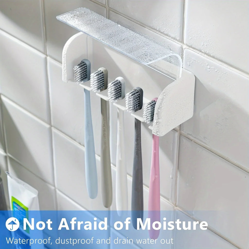 5-Slot Covered Wall Toothbrush Holder – Self-Adhesive Mount Toothbrush Holder Babs