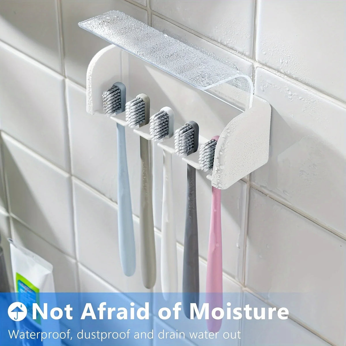 5-Slot Covered Wall Toothbrush Holder – Self-Adhesive Mount Toothbrush Holder Babs