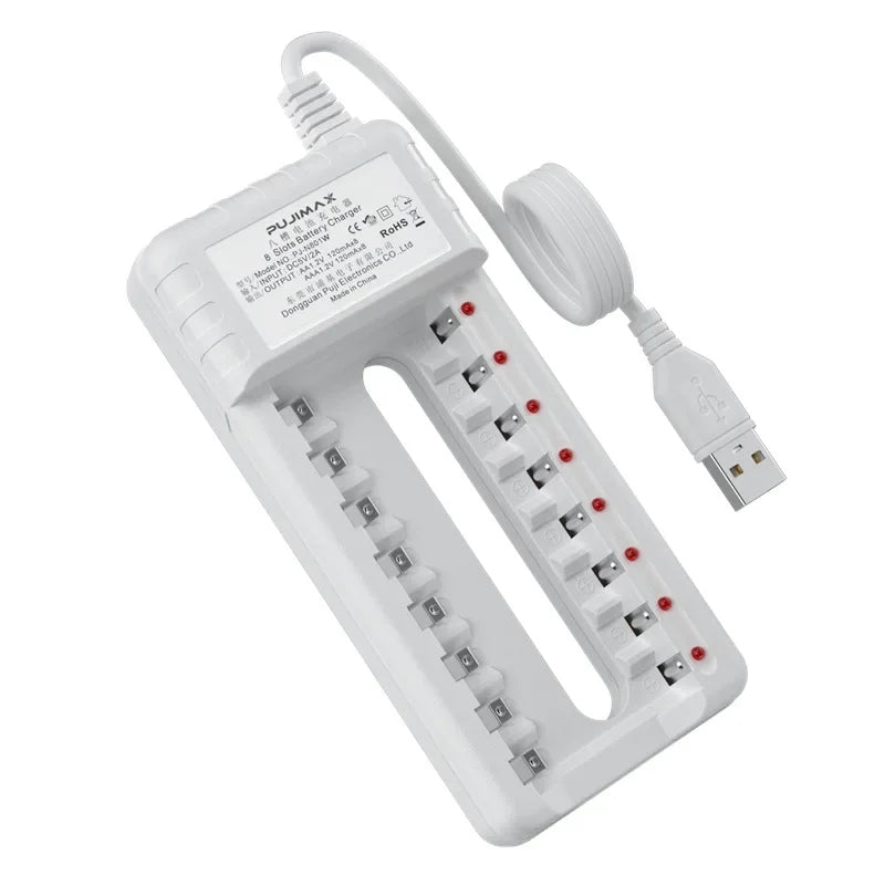 Alasicka AA AAA Battery Charger 4 6 8 Slots Ni-MH Ni-Cd Battery Charger Babs 8 slots USB