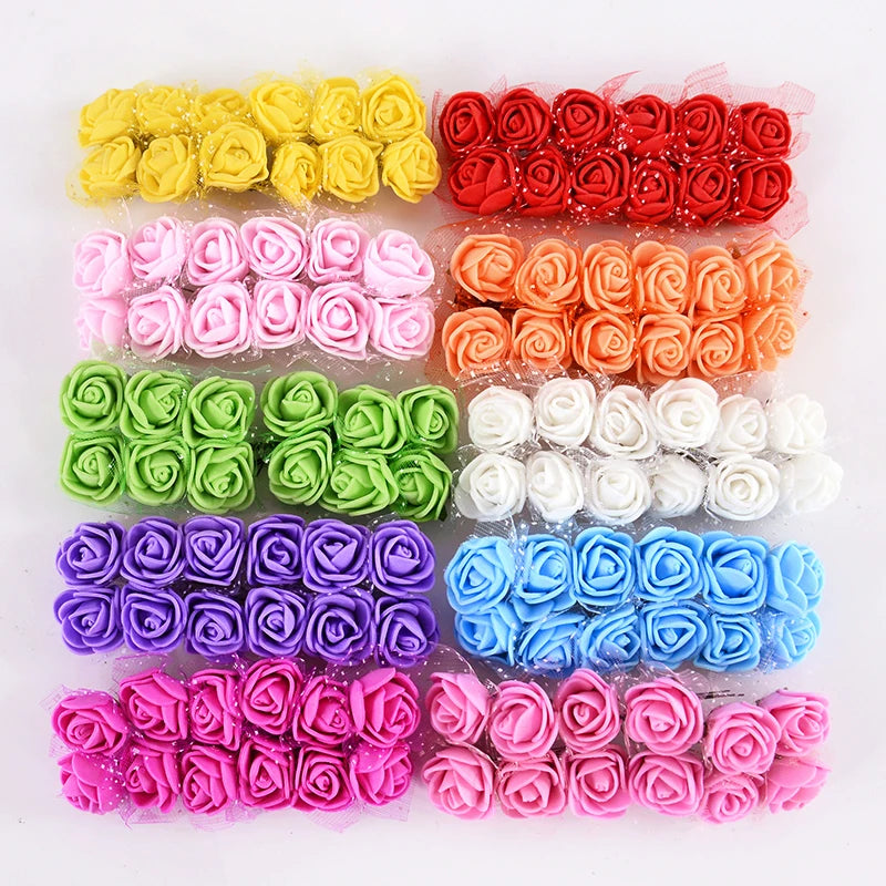 144pcs Mini Foam Rose Heads – DIY Wedding & Home Décor Artificial Flower Heads Babs