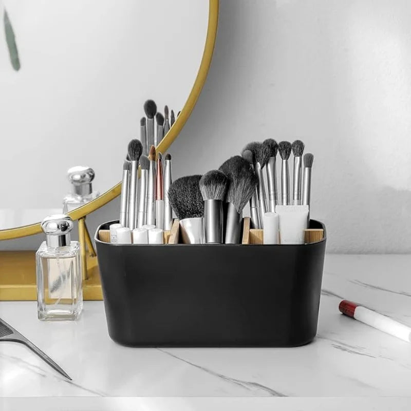 5-Slot Bamboo-Style Toothbrush Holder – Bathroom Countertop Organizer Toothbrush Holder Babs