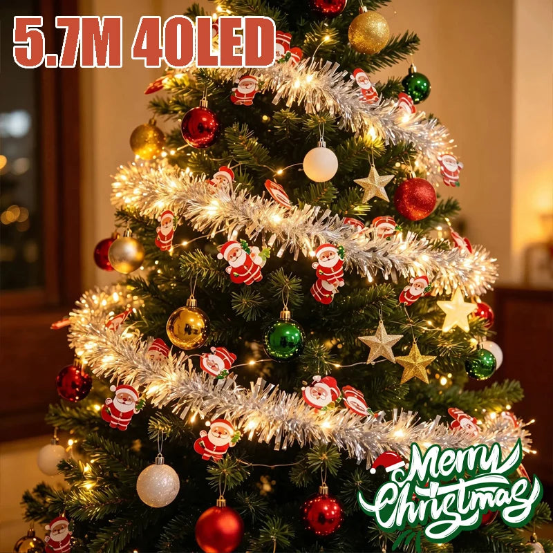 Christmas LED Fairy Lights – Santa Glitter Ball String Lights Christmas String Lights Babs