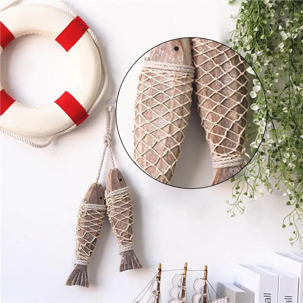 Hand-Carved Wooden Fish Wall Sculptures – Nautical Coastal Pair Wall Sculpture Babs
