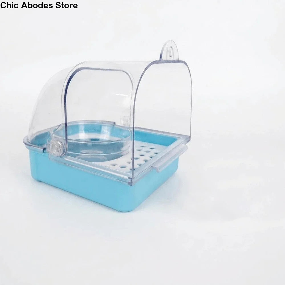 Splash-Proof Parrot Bird Bath Cage – Wall Hanging Bathing Box Bird Bath Cage Babs