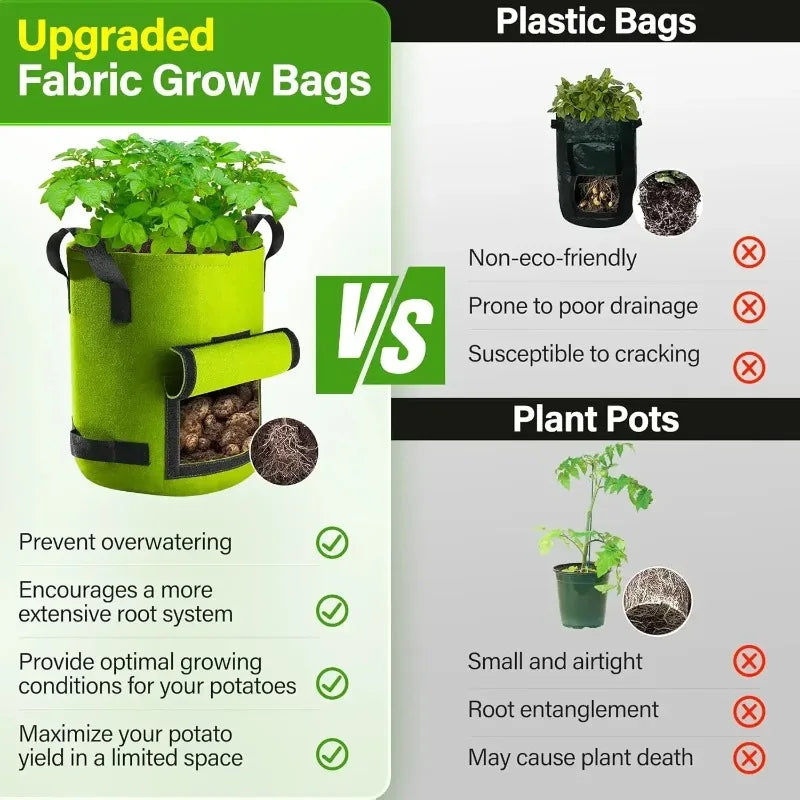 5/10 Gallon Fabric Plant Grow Bags – Potato & Vegetable Planter Fabric Grow Bags Babs