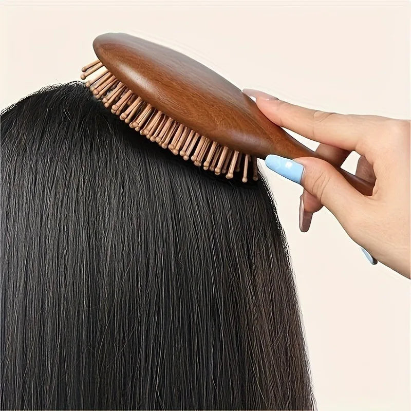Golden Silk Sandalwood Hair Comb – Anti-Static Detangler Wooden Hair Comb Babs
