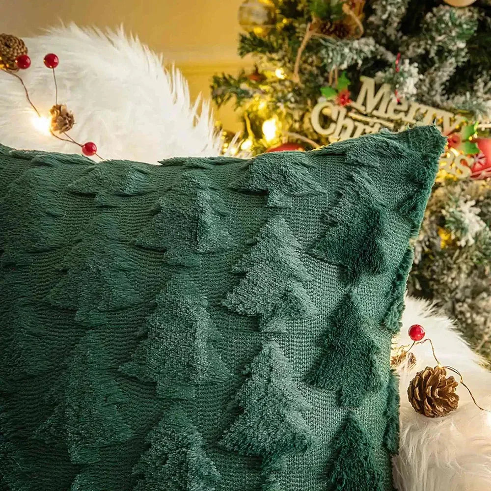 Christmas Tree Pillow Cases 45x45cm | Festive Sofa Cushion Covers Decorative Pillow Cases Babs