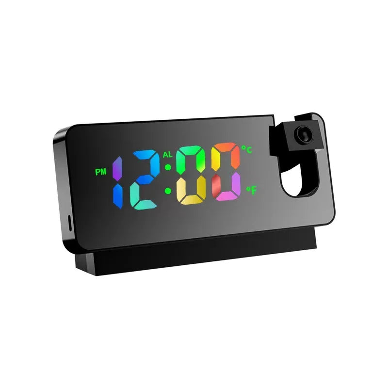 180° Rotating LED Projection Alarm Clock – Color Screen & Temp LED Projection Alarm Clock Babs black lettering