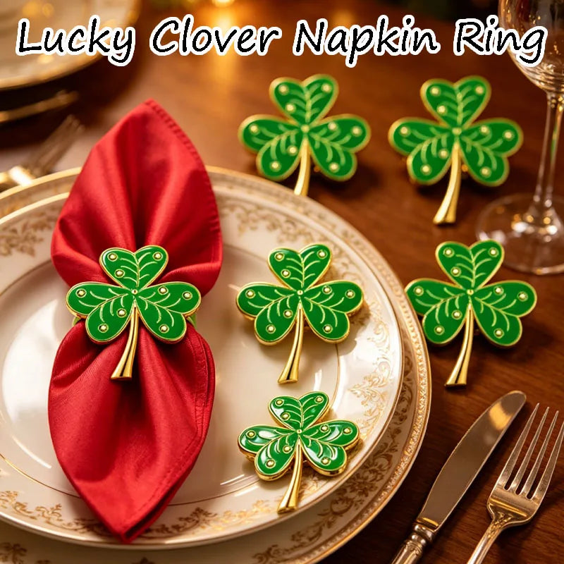 Lucky Clover Rhinestone Heart Napkin Rings – Wedding Table Decor Napkin Rings Babs