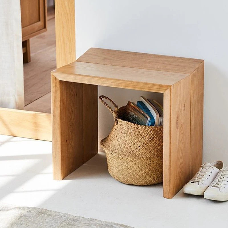Nordic Cypress Wood Ottoman Stool | Rectangular Footrest Bench Wooden Ottoman Stool Babs