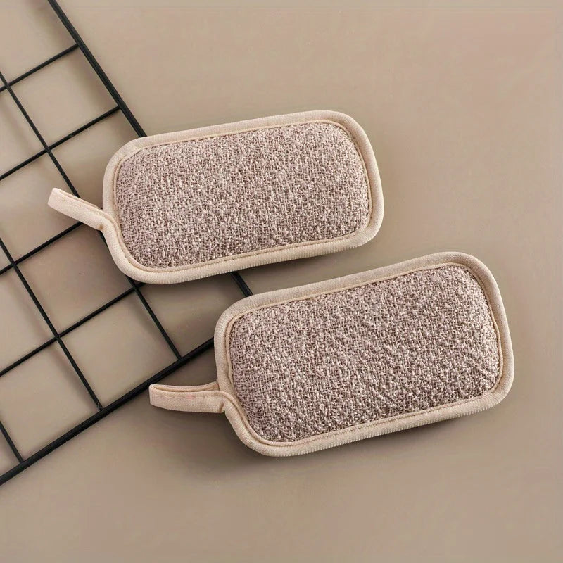 Non-Scratch Microfiber Scrub Sponges for Kitchen & Home Kitchen Scrub Sponge Babs Khaki-2Pcs